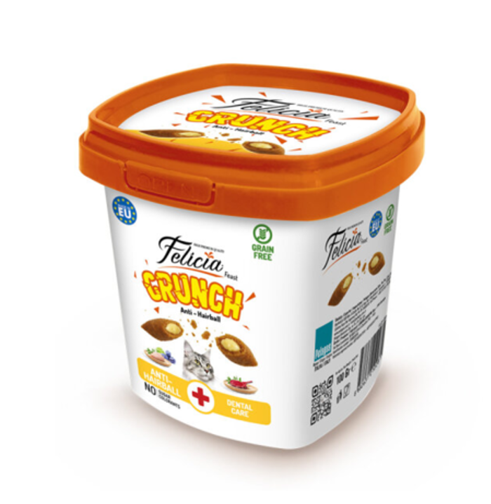 Felicia Crunch Hairball Control Grain Free Snak Gtas ga Trixompales 100gr